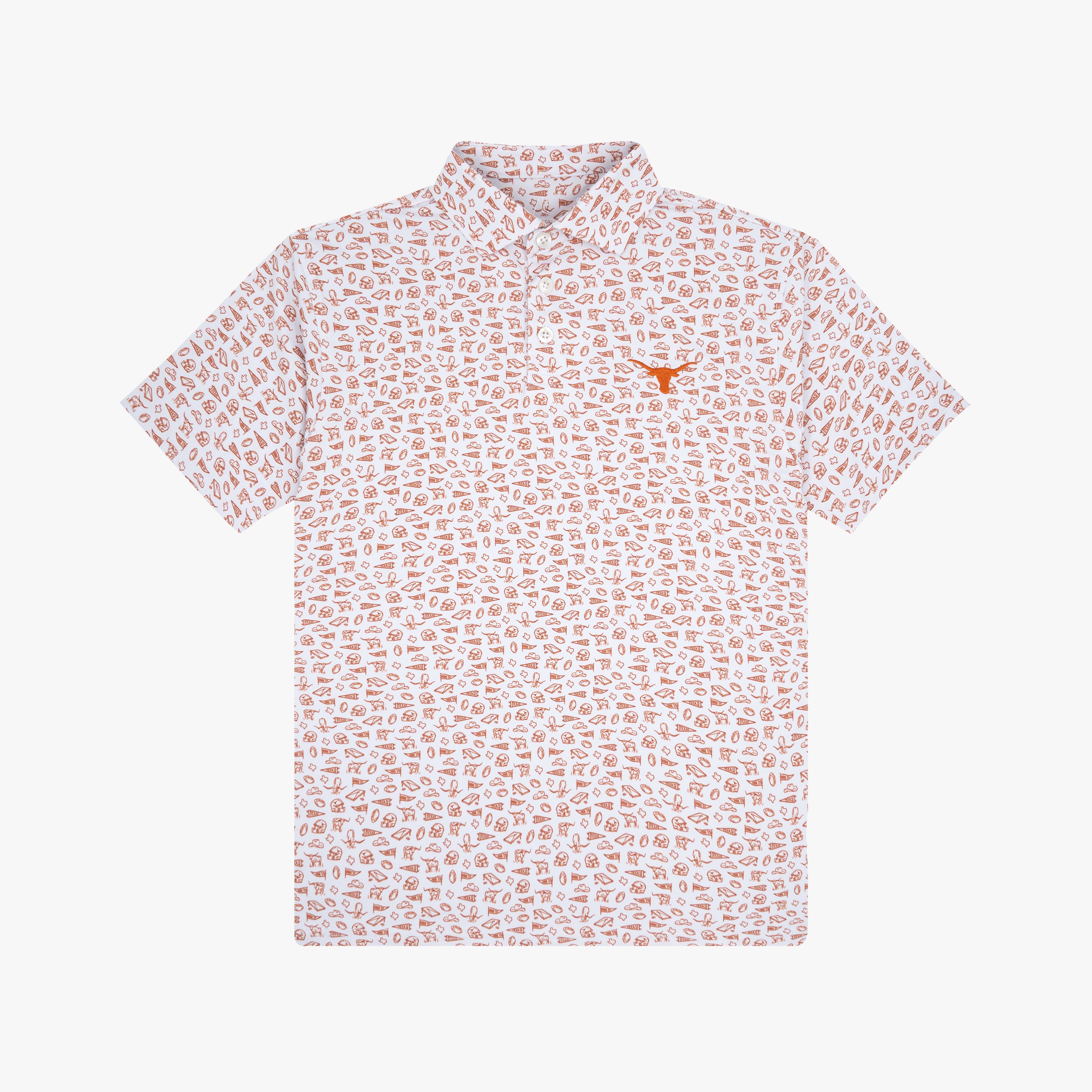 The Youth Texas Gameday 2.0 | Collegiate Polo | The Texas Gameday 2.0 - White/ Rust Orange - 1