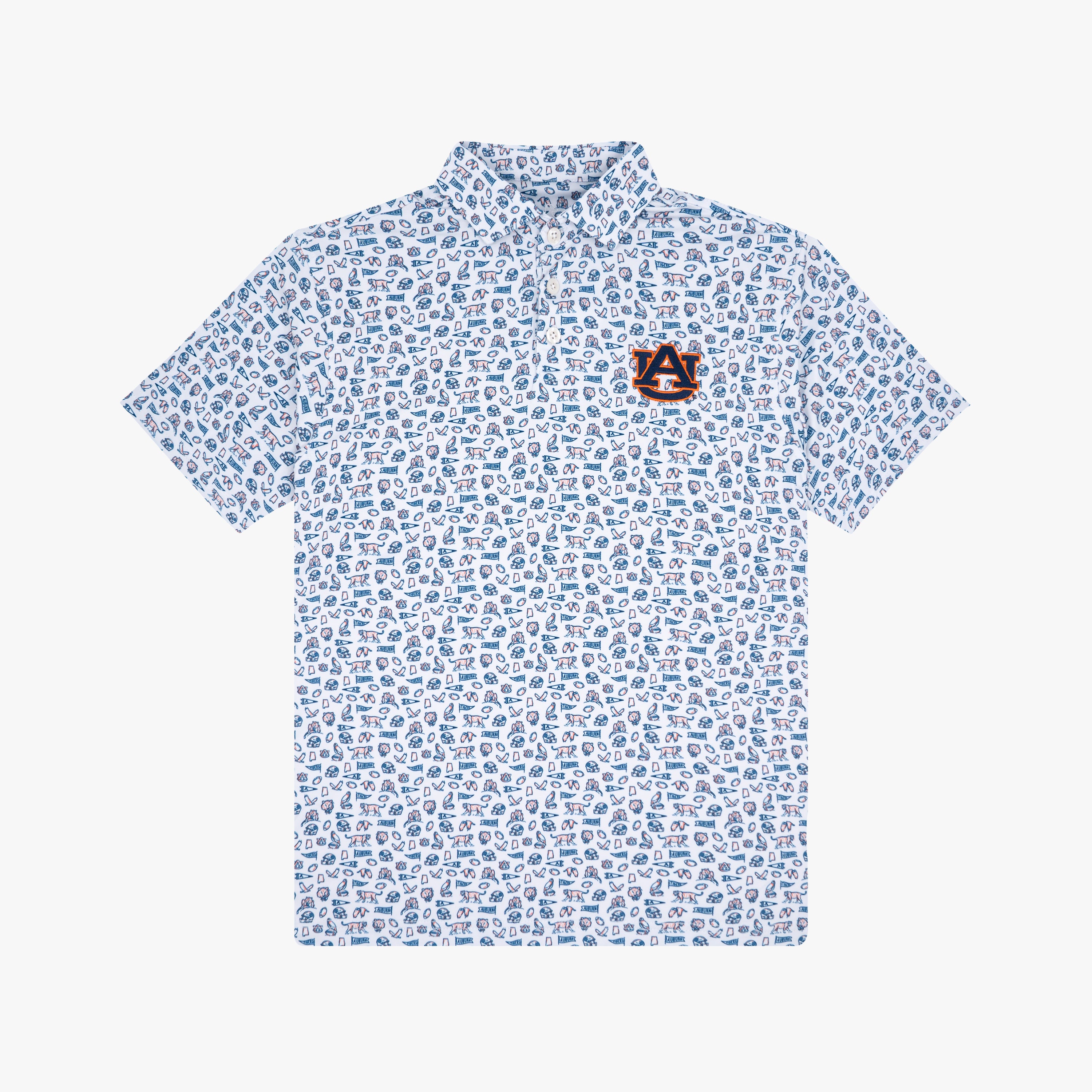 The Youth Auburn Gameday 2.0 | Collegiate Polo | The Auburn Gameday 2.0 - White/Dock Blue - 1