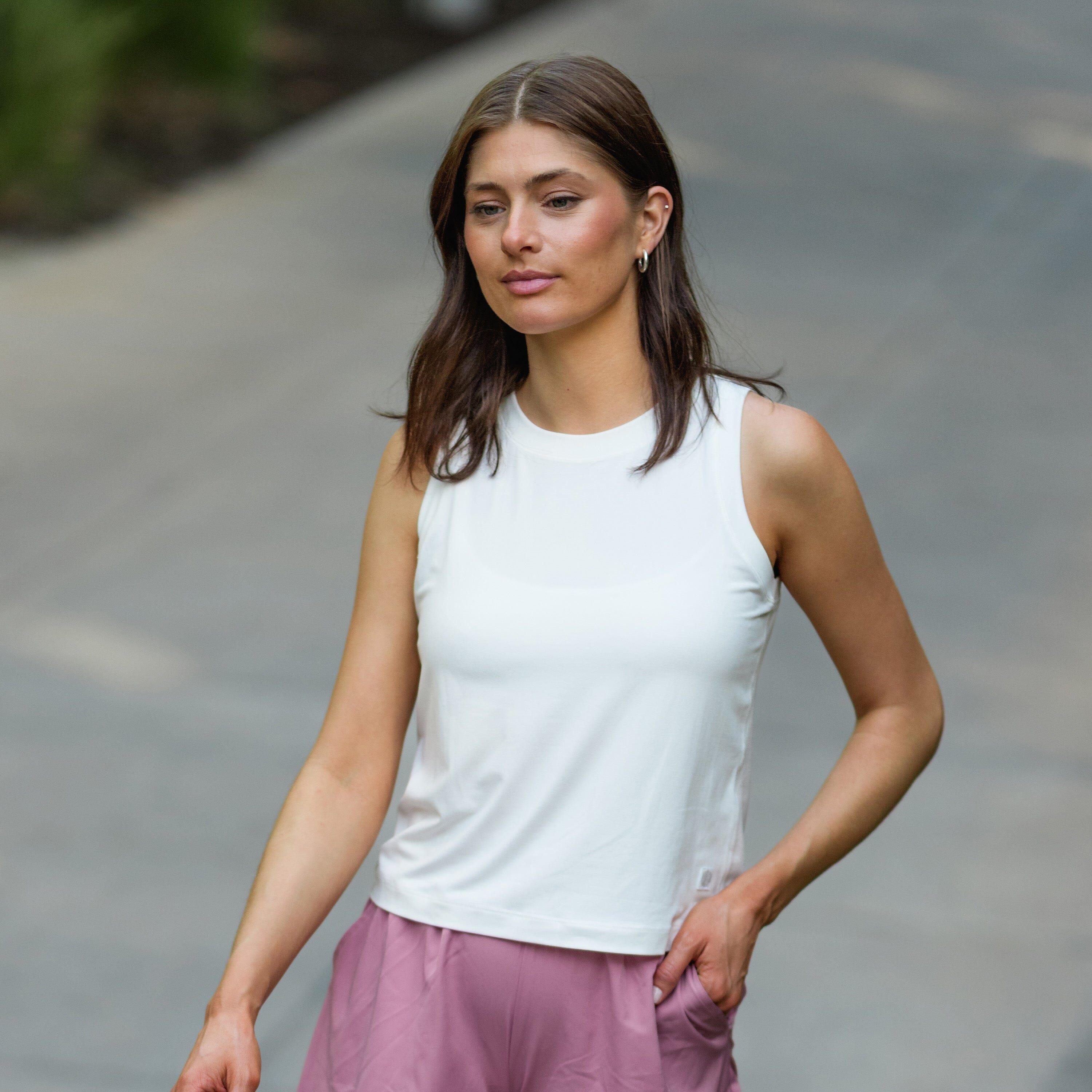 Drift Performance Crop Tank | Solid - White